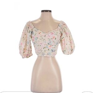 A&F Puff Sleeve Floral Crop Top. Bridgerton, Regency, Spring, Milkmaid